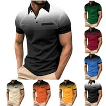 DDAPJ pyju Men Short Sleeve Polos Shirt Gradient Print Collar Golf Shirt Trendy Casual Summer Collared Tops with Pocket Limited Time Sales Army Green XXXL