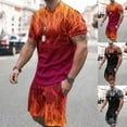 thumbnail image 1 of DDAPJ pyju Men's 2 Piece Tracksuit Set Novelty 3D Print Short Sleeve T Shirt and Elastic Waist Shorts Sets Casual Summer Trendy Outfits Prime Sales Clearance Red XL, 1 of 6