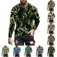 thumbnail image 1 of DDAPJ pyju Men's 2025 Fashion T Shirts Camo Printed Casual Workout Shirts Lightweight Crewneck Long Sleeve Military Hunting Tees Prime Sales of The Day Army Green L, 1 of 6