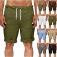 thumbnail image 1 of DDAPJ pyju Men's Bermuda Shorts Summer Fashion Cotton Linen Casual Shorts Rolled Hem Short Pants with Pockets Black XXXL, 1 of 7