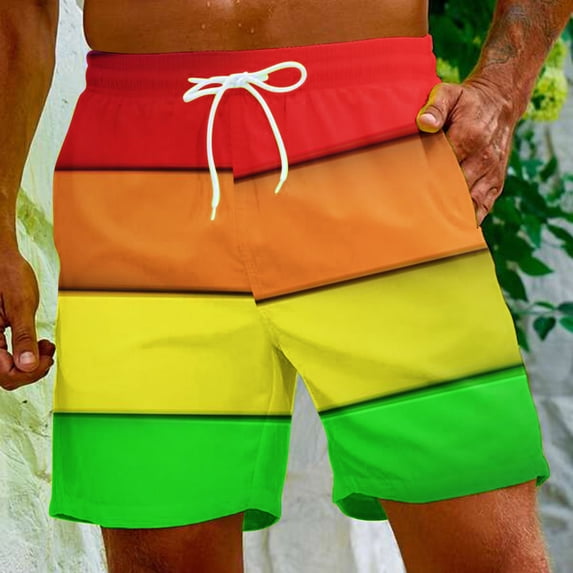 DDAPJ pyju Men's Board Shorts LGBT Pride Rainbow Flag Swim Trunks Elastic Waist Drawstring Beach Shorts Quick Dry Bathing Suits Summer Holiday Shorts with pockets Prime Deals 2024 Multicolor#1 XXL
