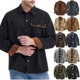 thumbnail image 1 of DDAPJ pyju Men's Button Down Shirt Jacket Casual Long Sleeve Shacket Lightweight Overshirts with Flap Pockets Brown XL, 1 of 7