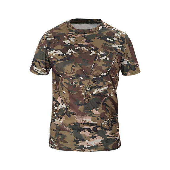 DDAPJ pyju Men's Camo Hunting Shirt Short Sleeve UPF 50+ Sun Protection Shirts Lightweight Performance Moisture Wicking Casual Athletic Tees Outdoor Activewear Tops Deals of the Day Green XXXL