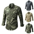 thumbnail image 1 of DDAPJ pyju Men's Camo Hunting Shirts Long Sleeve Cotton Work Shirt Lightweight Cooling Button Down Shirts with Pockets Army Green XL, 1 of 7