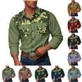 thumbnail image 1 of DDAPJ pyju Men's Camo Work Shirts Long Sleeve Button Down Cargo Shirt Western Cowboy Shirts with Two Pockets Army Green XL, 1 of 8