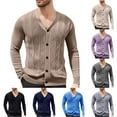 thumbnail image 1 of DDAPJ pyju Men's Cardigan Sweater Cable Knit V Neck Button Down Sweaters Fall Fashion Clothes Dark Gray XS, 1 of 8