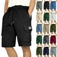 thumbnail image 1 of DDAPJ pyju Men's Cargo Sweat Shorts Trendy Summer Casual Athletic Shorts Elastic Waist Drawstring Jogger Workout Shorts Lightweight Flap Pockets Hiking Work Shorts Khaki XL, 1 of 7