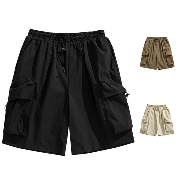 DDAPJ pyju Men's Cargo Sweat Shorts Elastic Waist Drawstring Casual Athletic Shorts Lightweight Outdoor Relaxed Fit Work Shorts with Multi Pockets Coffee 3XL