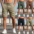 thumbnail image 1 of DDAPJ pyju Men's Casual Cargo Shorts Drawstring Elastic Waist Shorts Summer Hiking Work Shorts with Multi Pockets Army Green M, 1 of 8