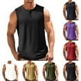 thumbnail image 1 of DDAPJ pyju Men's Casual Tank Top Sleeveless Henley Shirts Stretch Gym Workout Muscle T Shirt on Sale White L, 1 of 7