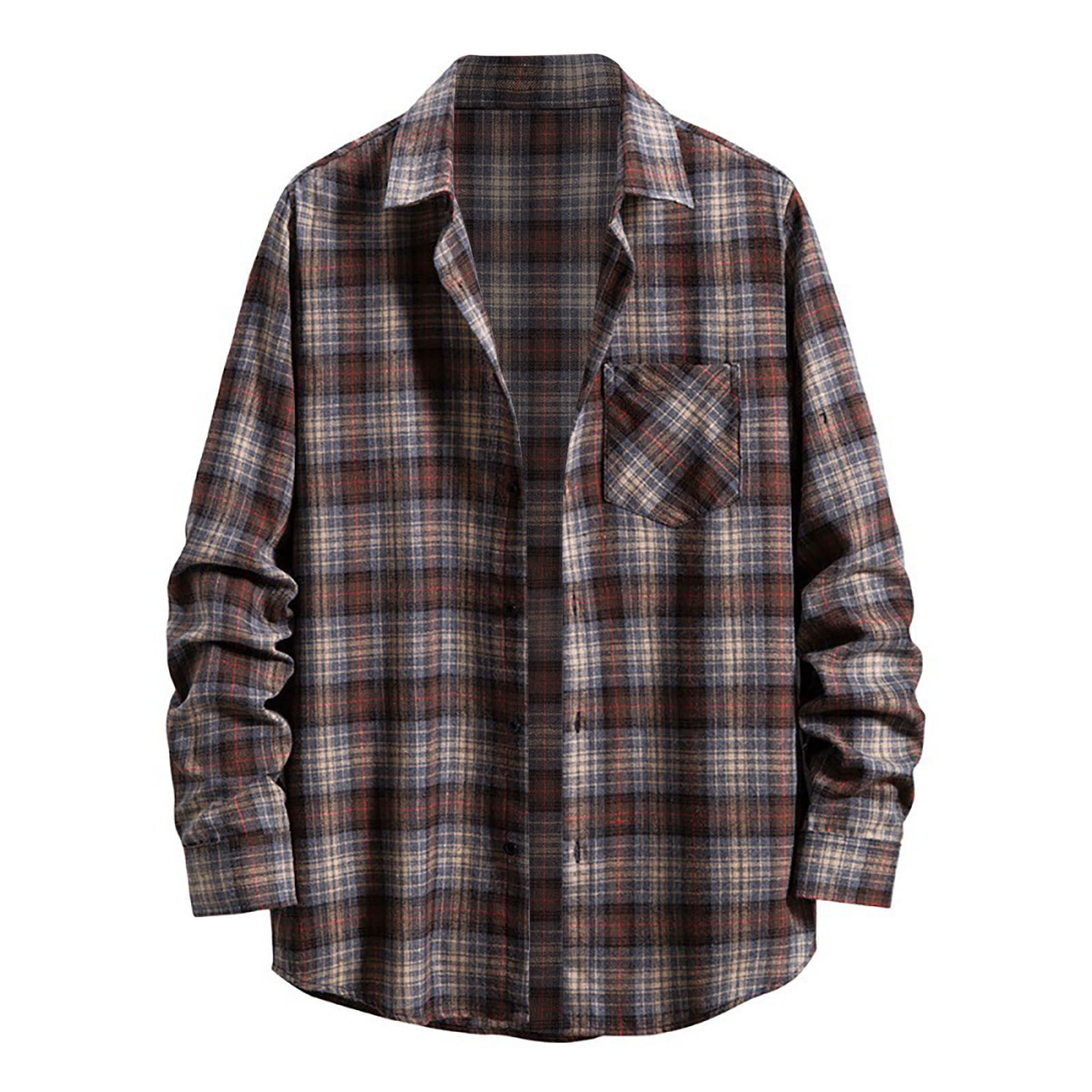 DDAPJ pyju Men's Causal Flannel Plaid Shirts Clearance Sales ...
