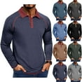 thumbnail image 1 of DDAPJ pyju Men's Contrast Collar Polo Shirts Raglan Long Sleeve Golf Shirt Fall Casual Stylish Tops Army Green XL, 1 of 5