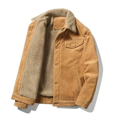 DDAPJ pyju Men's Corduroy Jacket 2024 Clearance,Sherpa Lined Thick Trucker Jackets Casual Button Down Shirt Jacket Lightweight Outdoor Warm Work Coat with Pockets