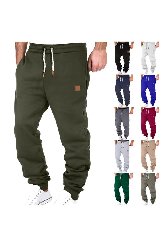 DDAPJ pyju Men's Cotton Cargo Pants Clearance Sale,Drawstring Elastic Waist Jogger Sweatpants Plus Size Lightweight Work Pants Loose Straight Trousers with Multi Pockets S - 4XL