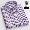 thumbnail image 1 of DDAPJ pyju Men's Cotton Dress Shirt Long Sleeve Plaid Button Down Shirts Regular Fit Casual Business Shirt with Chest Pocket on Sale Purple XL, 1 of 5