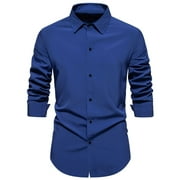 DDAPJ pyju Men’s Cotton Linen Button Down Shirt 2023 Clearance,Wrinkle Free Long Sleeve Dress Shirts Solid Casual Blouse Tops Slim Fit Elegant Business Shirt