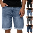 thumbnail image 1 of DDAPJ pyju Men's Denim Shorts Relaxed Fit Distressed Short Jeans Rolled Hem Carpenter Jorts Distressed Straight Wide Leg Shorts with Pockets Light Blue S, 1 of 8
