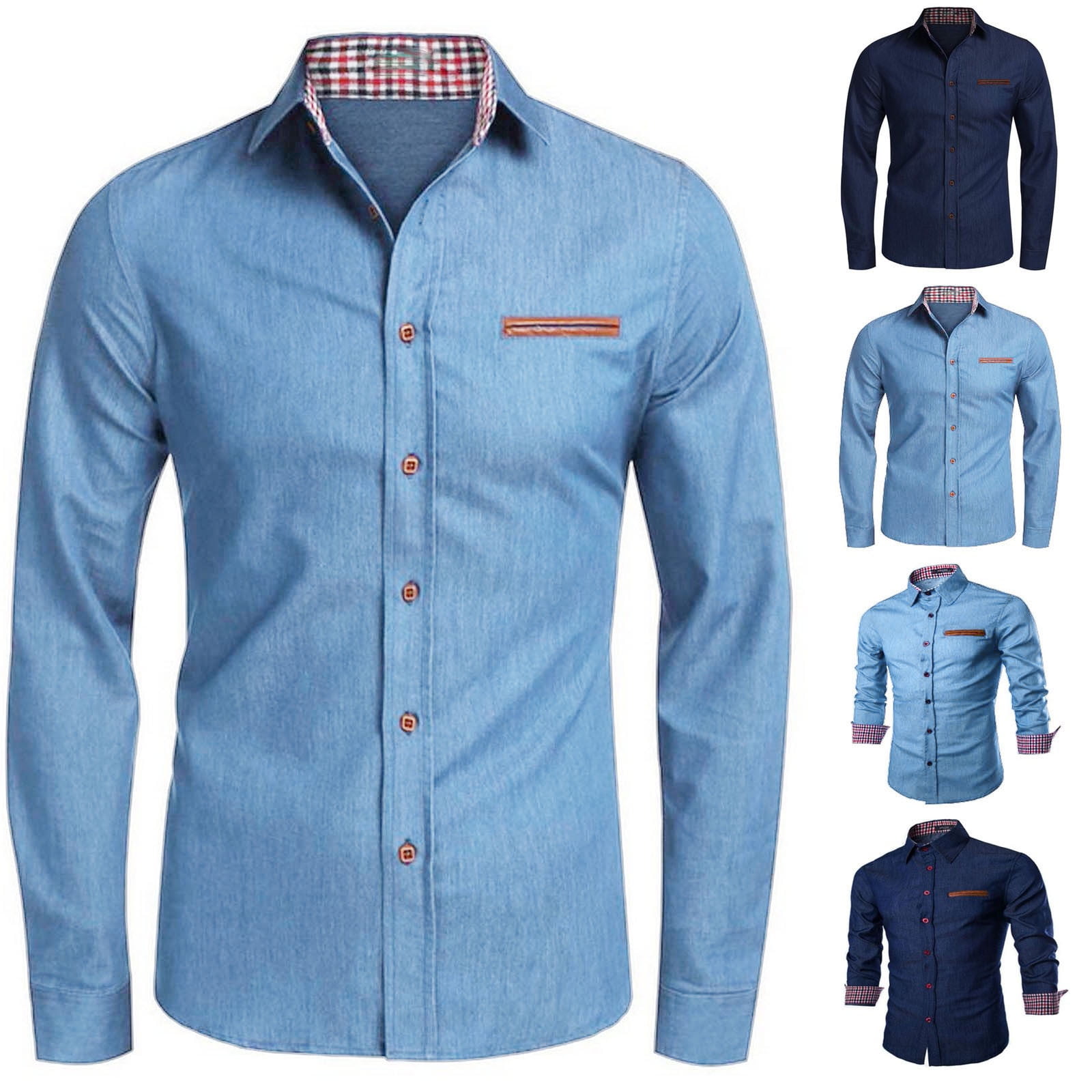 DDAPJ pyju Men's Dress Shirt Regular Fit Business Formal Shirt Long ...