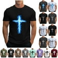 thumbnail image 1 of DDAPJ pyju Men's Fashion 3D Jesus Cross Faith T-Shirt, Mens Novelty Christian Cross Print Casual Short Sleeve Shirt Funny Graphic Workout Athletic Tees Tops Summer Savings Brown XL, 1 of 6