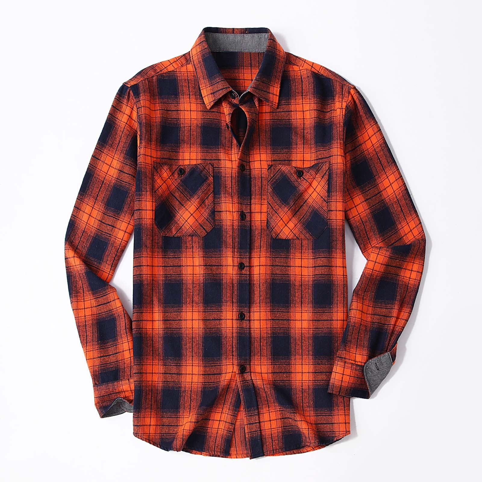DDAPJ pyju Men's Flannel Plaid Shirts Regular Fit Long Sleeve Casual ...