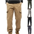 thumbnail image 1 of DDAPJ pyju Men's Fleece Lined Pants Big and Tall Thermal Cargo Pants Winter Hiking Pants Ripstop Work Pants with Multi Pockets Khaki M, 1 of 4
