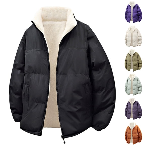 DDAPJ pyju Men's Fleece Lined Quilted Jackets Winter Warm Puffer Jacket Stand Collar Windbreaker Coat Cold Weather Thermal Jacket Mint Green M
