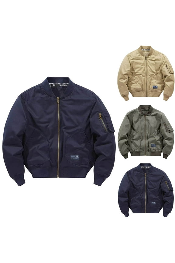 Men's Flight Bomber Jacket Lightweight Zip Up Windbreaker Casual Military Jackets Dark Blue XXL