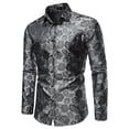 thumbnail image 1 of DDAPJ pyju Men's Floral Dress Shirts Clearance Sales,Rose Printed Slim Fit Long Sleeve Casual Button Down Prom Shirts Wedding Nightclub Shiny Shirt, 1 of 1
