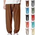 thumbnail image 1 of DDAPJ pyju Men's Harem Pants Casual Loose Drawstring Elastic Waist Sweatpants Outdoor Baggy Hiking Jogger Trousers with Pockets Limited Time Sales Army Green XL, 1 of 7