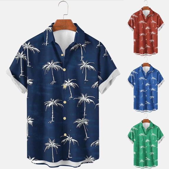 DDAPJ pyju Men's Hawaiian Shirt Short Sleeve Floral Button Down Shirts Tropical Holiday Beach Shirts Clearance Sale Brown XL