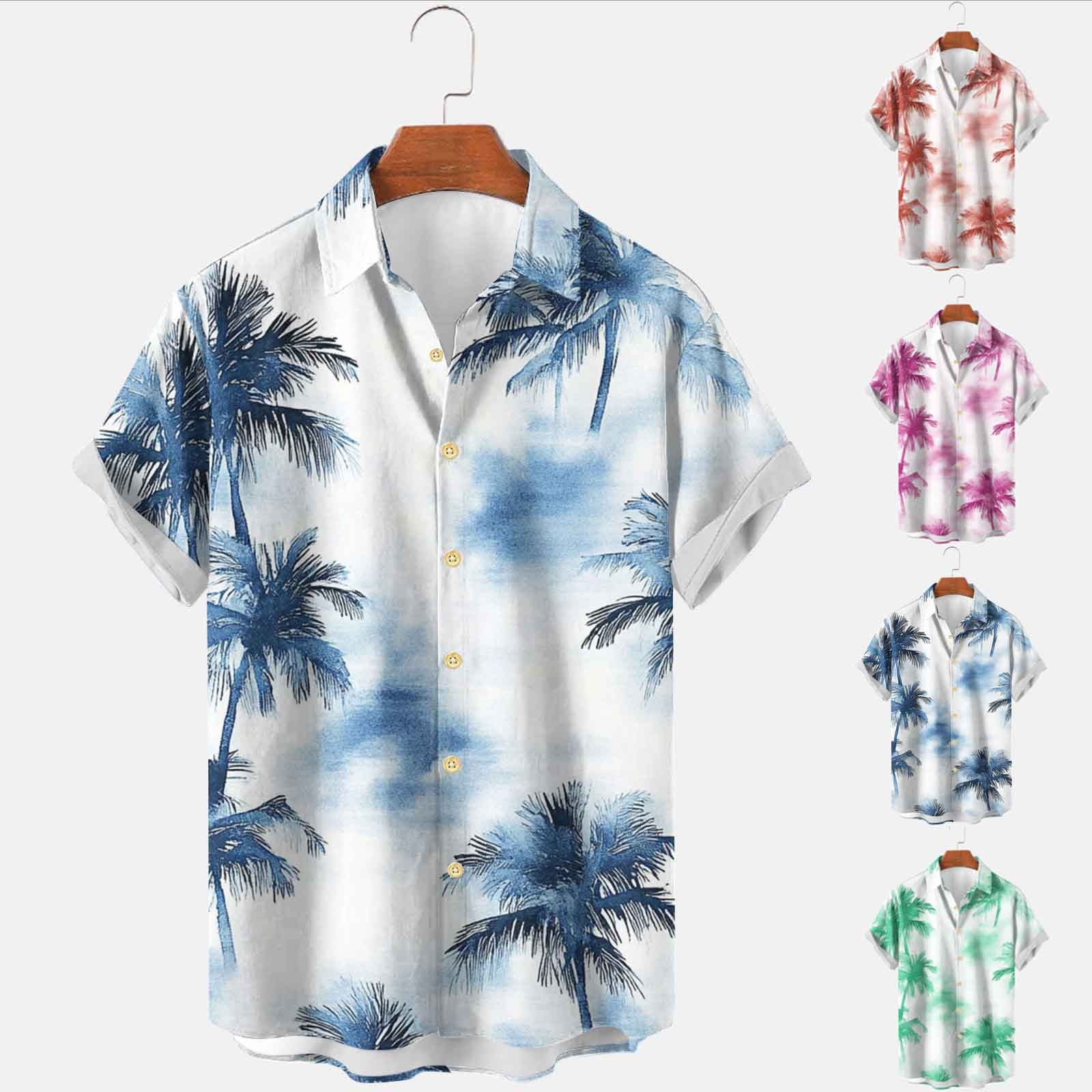 DDAPJ pyju Men's Hawaiian Shirt Short Sleeve Floral Button Down Shirts ...