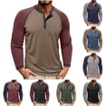 thumbnail image 1 of DDAPJ pyju Men's Henley Shirts Raglan Long Sleeve Button T-shirt Collarless Golf Shirt Casual Athletic Tee Tops Wine L, 1 of 6