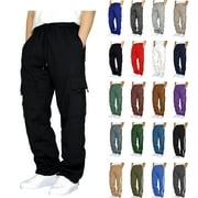 DDAPJ pyju Men's Hiking Cargo Pants Clearance Sale,Loose Fit Drawstring Elastic Waist Joggers Sweatpants Plus Size Lightweight Work Trousers with Multi Pockets S - 5XL