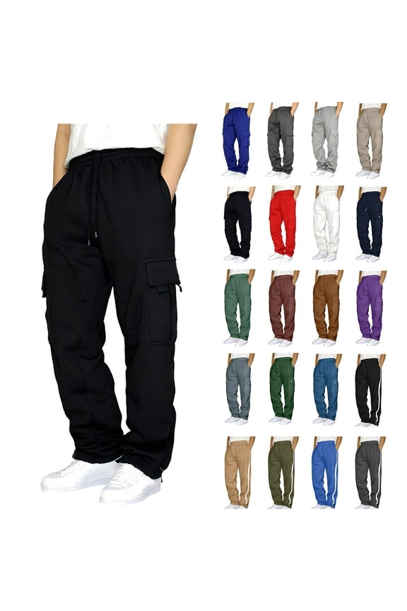 DDAPJ pyju Men's Hiking Cargo Pants Clearance Sale,Loose Fit Drawstring Elastic Waist Joggers Sweatpants Plus Size Lightweight Work Trousers with Multi Pockets S - 5XL