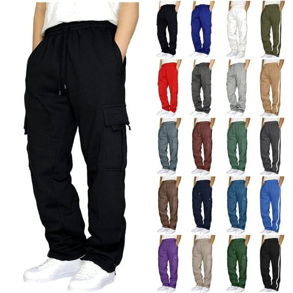 DDAPJ pyju Men's Hiking Cargo Pants, Loose Fit Drawstring Elastic Waist Joggers Sweatpants Plus Size Lightweight Work Trousers with Multi Pockets S - 5XL