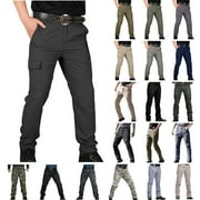 DDAPJ pyju Men's Hiking Cargo Pants Elastic Waist Multi-Pocket Work Trousers Lightweight Quick Dry Water Resistant Outdoor Fishing Pants Ripstop Tactical Pants Lightning Deals of Today Black XXL