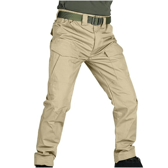 DDAPJ pyju Men's Hiking Cargo Pants Quick-Dry Lightweight Waterproof Mountain Training Pants Outdoor Tactical Fishing Camping Pants Ripstop Work Trousers with Multi Pockets Mens Gifts Khaki XXL