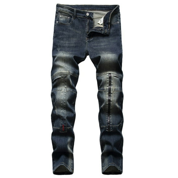 DDAPJ pyju Men's Jeans Vintage Ripped Frayed Skinny Jeans Lightweight Straight Leg Distressed Destroyed Denim Pants Washed Jeans