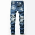 thumbnail image 1 of DDAPJ pyju Men's Jeans Vintage Ripped Frayed Skinny Jeans Lightweight Straight Leg Distressed Destroyed Denim Pants Washed Jeans, 1 of 8