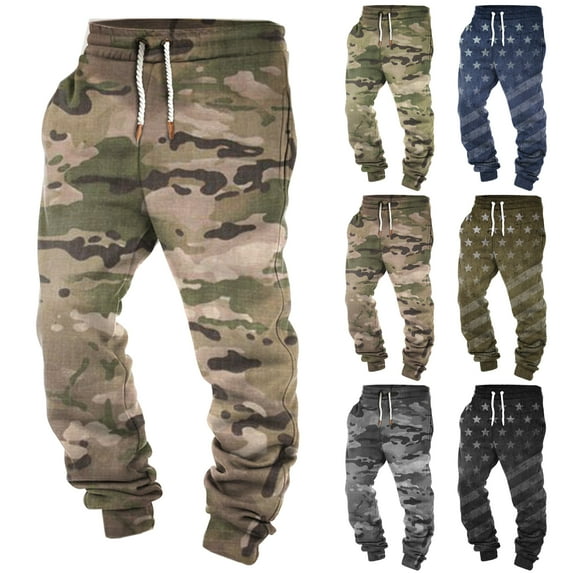 DDAPJ pyju Men's Joggers Sweatpants American Flag Print Casual Workout Pants Independence Day Patriotic Sports Trousers for Gym Running Training Black XL