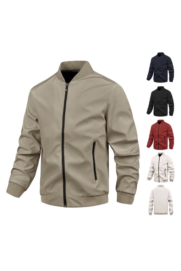 Men's Lightweight Bomber Jacket Fall Fashion Windbreaker Big and Tall Casual Flight Jacket with Pockets Beige XL