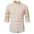 thumbnail image 1 of DDAPJ pyju Men's Long Sleeve Dress Shirts 2023 Clearance,Solid Color Cotton Linen Button Down Shirts Wrinkle Free Slim Fit Elegant Lapel Business Shirt, 1 of 9