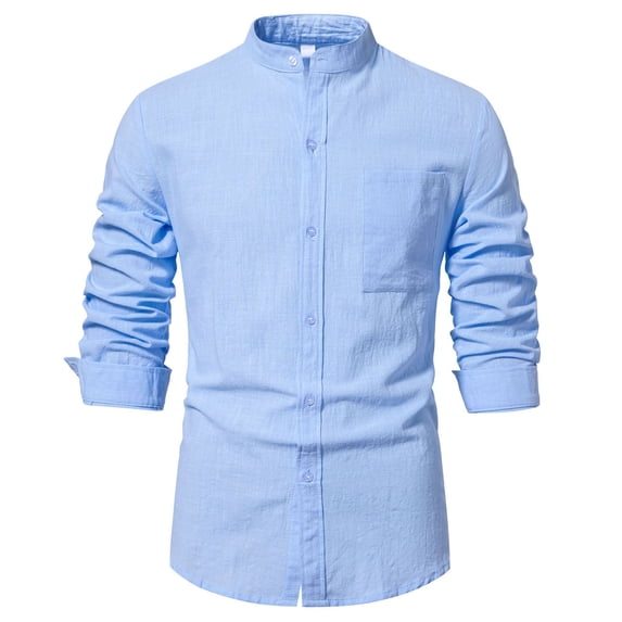 DDAPJ pyju Men's Long Sleeve Dress Shirts 2023 Clearance,Solid Color Cotton Linen Button Down Shirts Wrinkle Free Slim Fit Elegant Lapel Business Shirt
