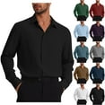 thumbnail image 1 of DDAPJ pyju Men's Long Sleeve Dress Shirts Regular Fit Wrinkle Free Business Casual Button Down Shirt Solid Office Work Shirt Black L, 1 of 7