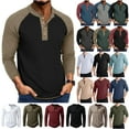 thumbnail image 1 of DDAPJ pyju Men's Long Sleeve Henley Shirts Knitting Cotton Button T-Shirts Fashion Casual Basic Tops Black S, 1 of 7