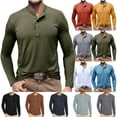 thumbnail image 1 of DDAPJ pyju Men's Long Sleeve Henley Shirts Regular Fit Cotton Casual 3 Button T Shirt Soft Comfy Collarless Shirt Yellow XXL, 1 of 7
