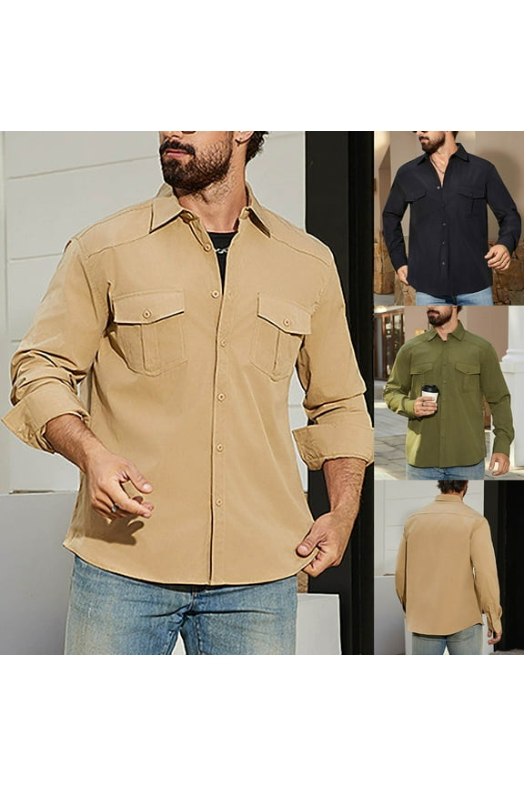 Men's Long Sleeve Tactical Shirts Ripstop Military Work Shirts Button Down Outdoor Hiking Shirt Army Green XXL
