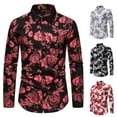 thumbnail image 1 of DDAPJ pyju Men's Luxury Paisley Dress Shirt Shiny Floral Printed Button Down Shirts for Party Prom Black XL, 1 of 9