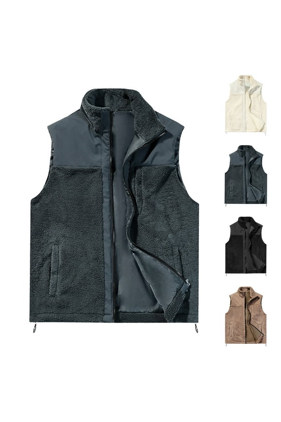 Men's Outerwear Vests Lightweight Sleeveless Zip Up Jacket Winter Warm Outdoor Golf Vests with Pockets Black M