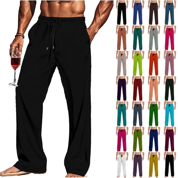 DDAPJ pyju Men's Pajama Pants, Lightweight Loungewear, Comfy Sleep Pant Long Pj Bottoms with Drawstring & Pockets Yellow XXXL